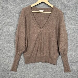 Lutz & Patmos Medium Sweater Brown Wool Cashmere Batwing V Neck Long Sleeves